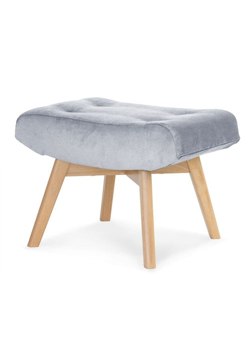 Sgabello rivestito in tessuto e gambe in legno, Angel Light Grey / Beech, l61xL42xH45 cm