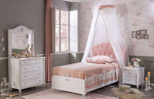 Specchio decorativo con cornice in legno chiaro, per bambini e ragazzi, Romantic White, l90xH88 cm (1)