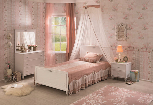 Specchio decorativo con cornice in legno chiaro, per bambini e ragazzi, Romantica White, l90xH79 cm (1)