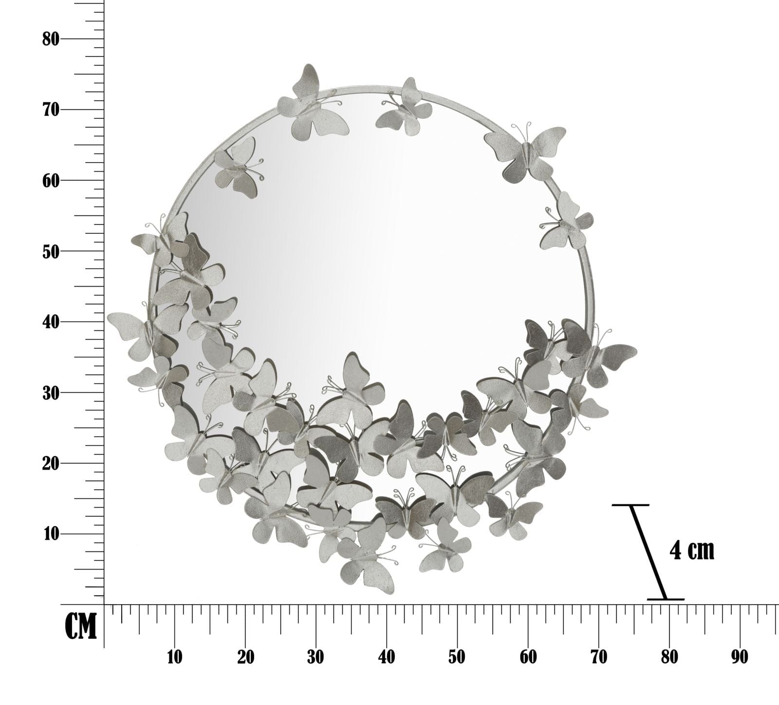 Specchio Farfalle Round Silver cm Ø 74x4x75 (5)