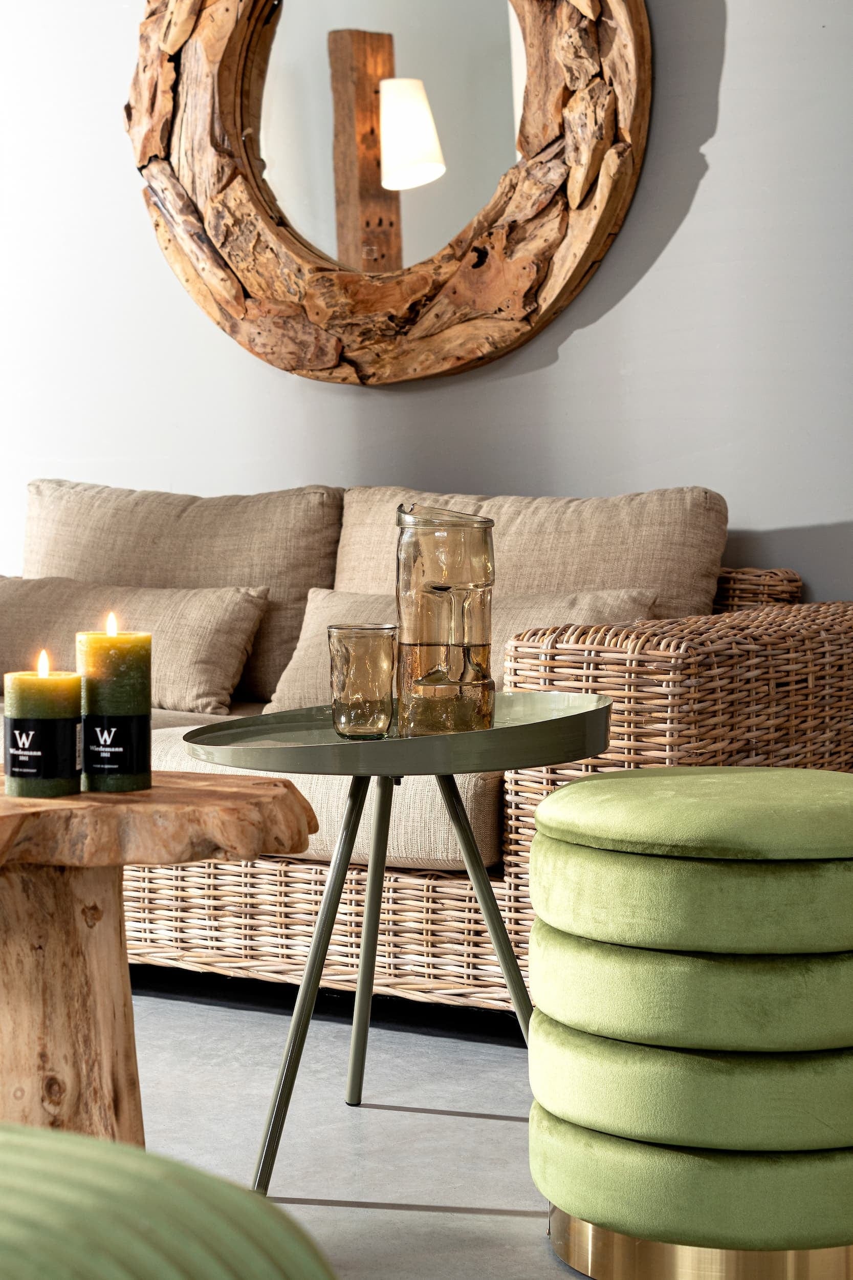 Bizzotto Specchio Raven Round Naturale