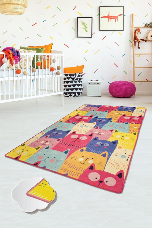 Tappeto per bambini Colorful Cats Multicolore & ASRGRP-COVOR-PENTRU-COPII-COLORFUL-CATS-MULTICOLOR