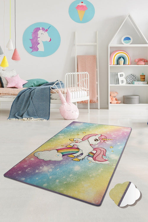 Tappeto per bambini Unicorn Multicolore & ASRGRP-COVOR-PENTRU-COPII-UNICORN-MULTICOLOR