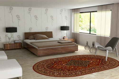 Tappeto Wilton Leyla Ruby Oval Borgogna (1)