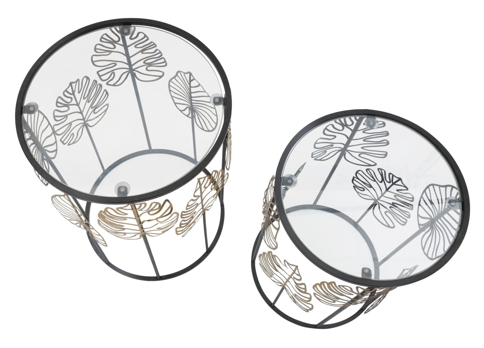 Tavolinetti Foglie Glam Coppia cm Ø 38x55-33x50 (4)