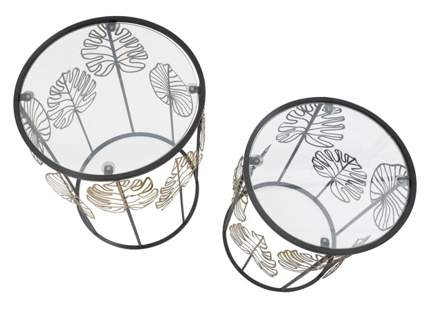 Tavolinetti Foglie Glam Coppia cm Ø 38x55-33x50 (4)
