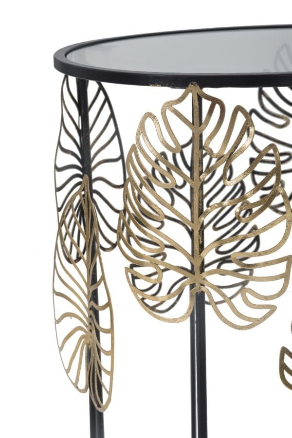 Tavolinetti Foglie Glam Coppia cm Ø 38x55-33x50 (5)