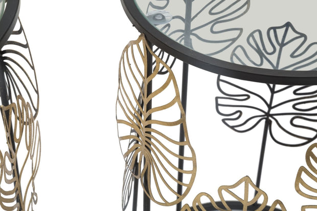 Tavolinetti Foglie Glam Coppia cm Ø 38x55-33x50 (6)