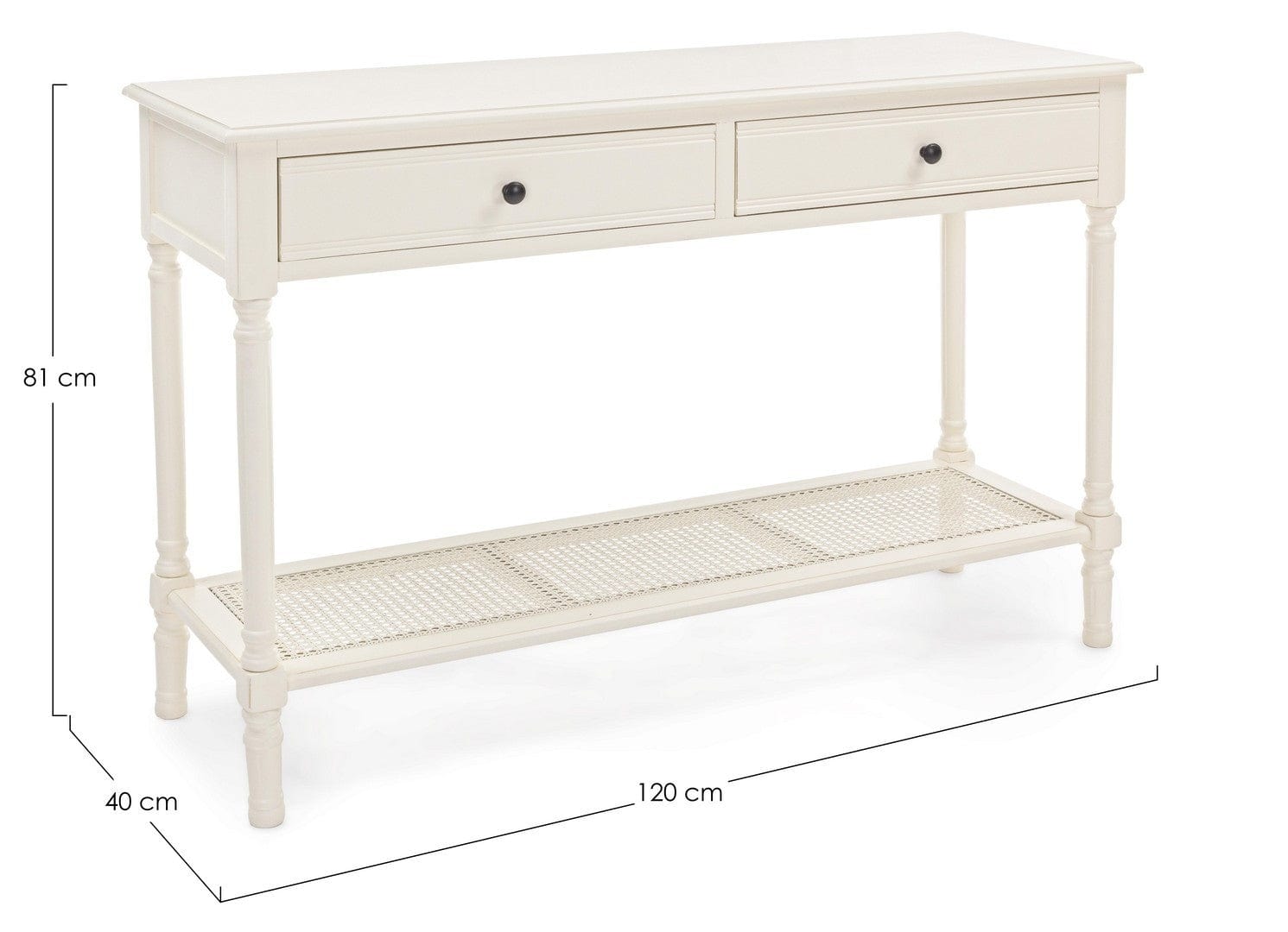 Tavolino consolle con 2 cassetti Amabel Crema (5)