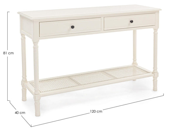 Tavolino consolle con 2 cassetti Amabel Crema (5)