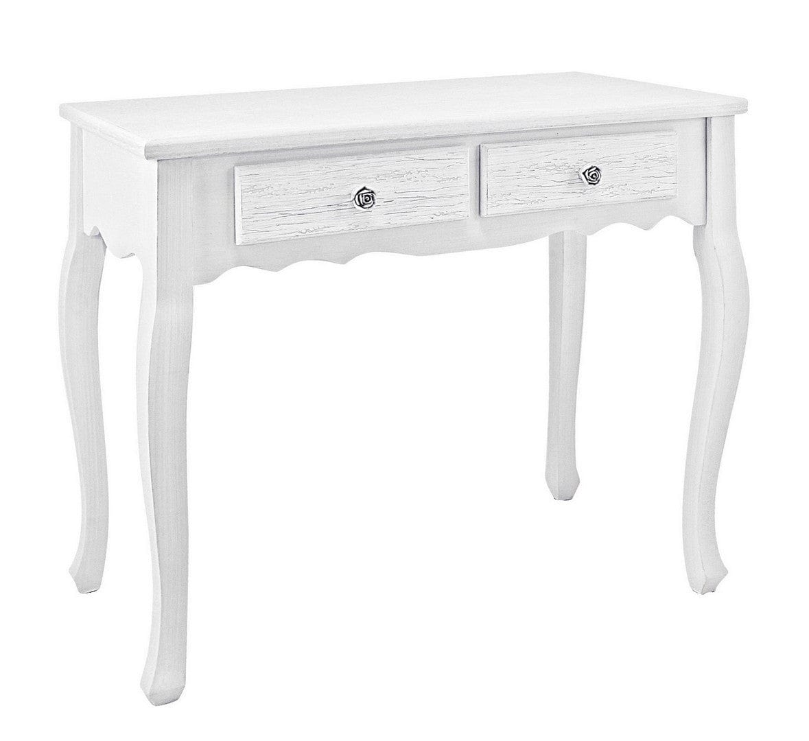 Tavolino consolle con 2 cassetti Blanc Bianco