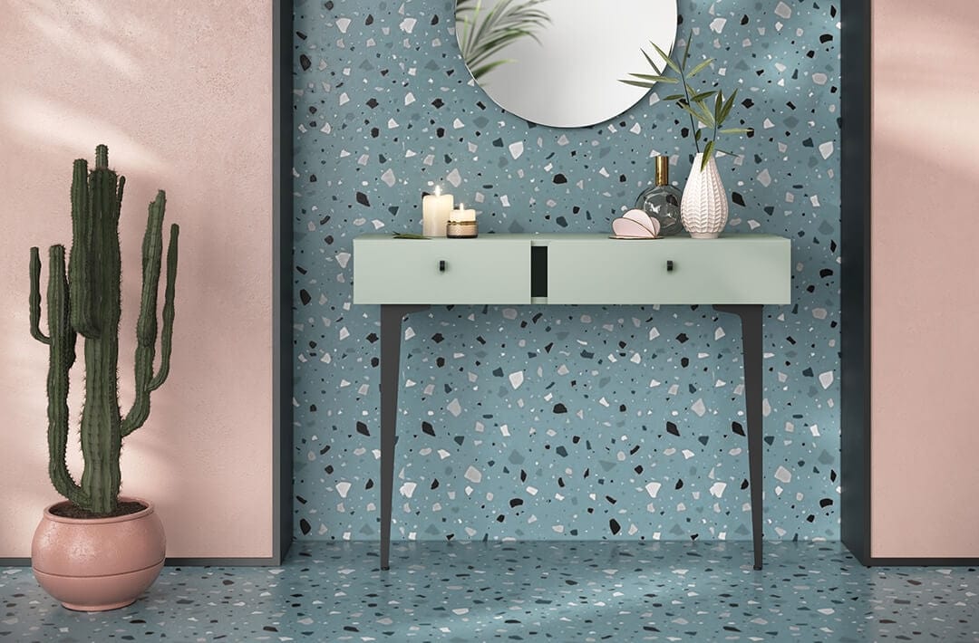 Tavolino consolle con 2 cassetti Colours CS 07 Verde Opaco