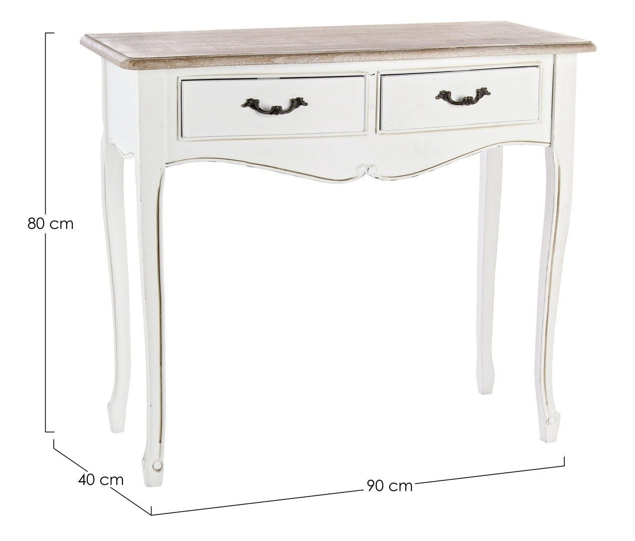 Tavolino consolle con 2 cassetti Justine Naturale (4)