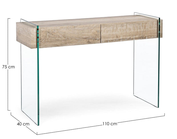 Tavolino consolle con 2 cassetti Kenya Naturale (5)