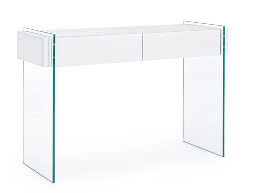 Tavolino consolle con 2 cassetti Line Bianco