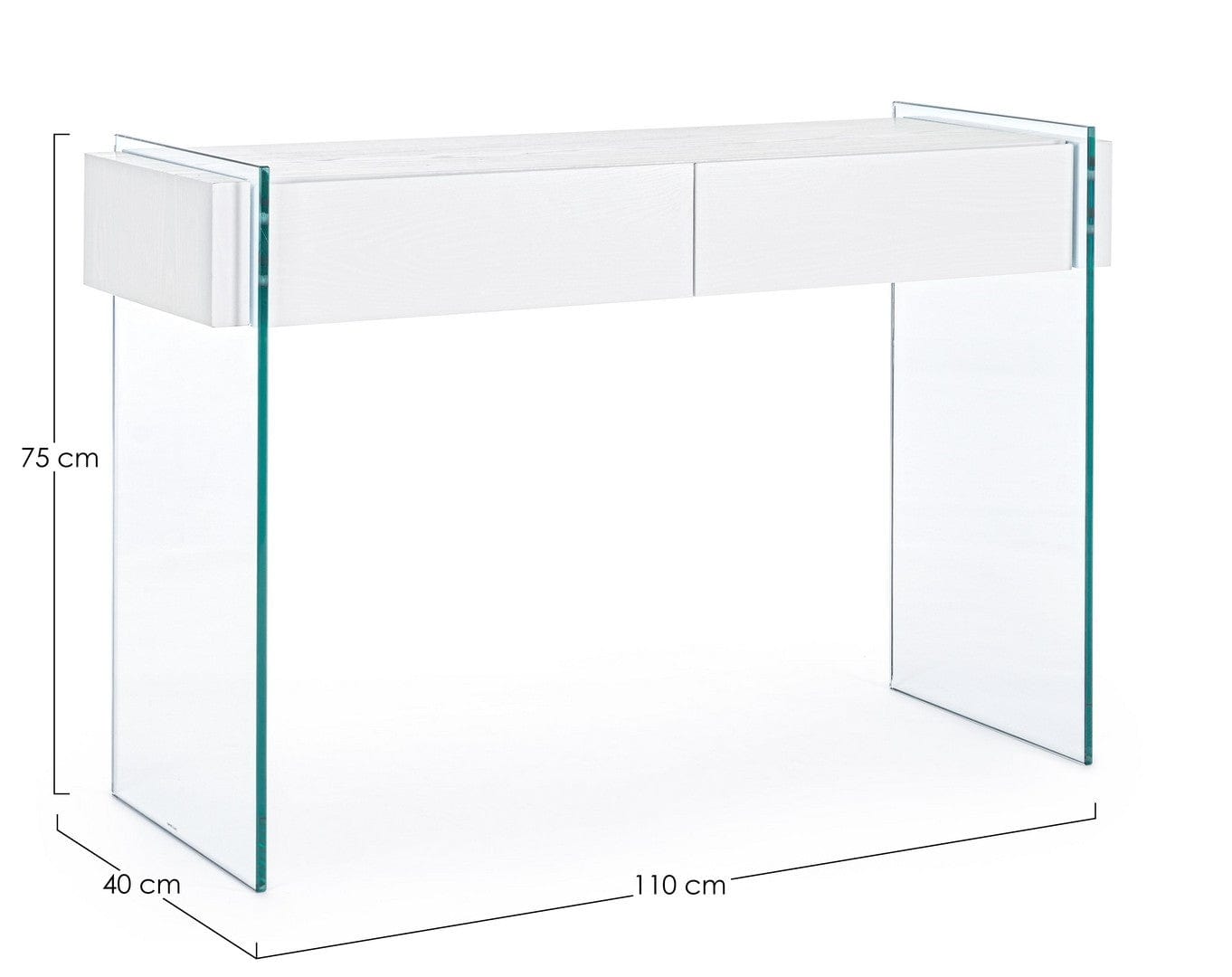 Tavolino consolle con 2 cassetti Line Bianco (6)