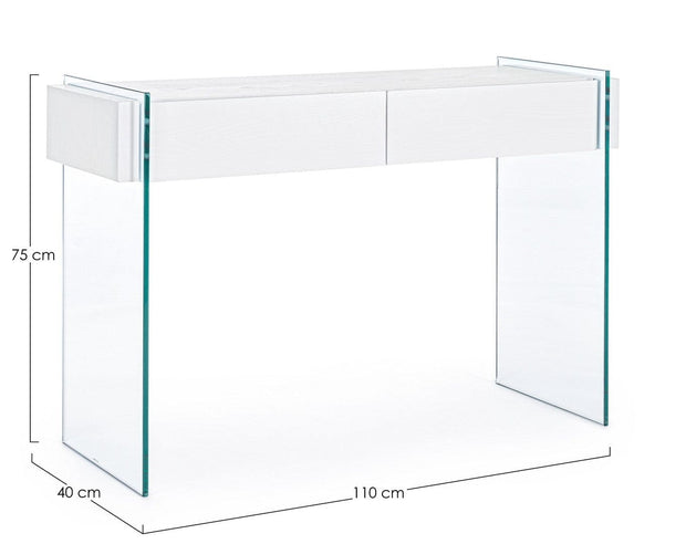 Tavolino consolle con 2 cassetti Line Bianco (6)