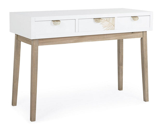 Tavolino consolle con 3 cassetti Folium Bianco