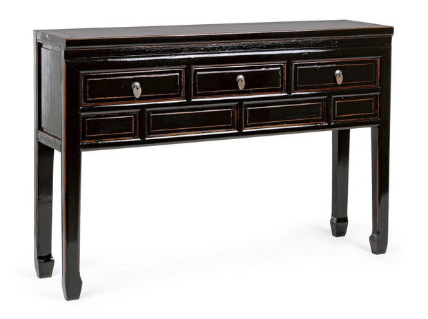 Tavolino consolle con 3 cassetti Jinan Nero