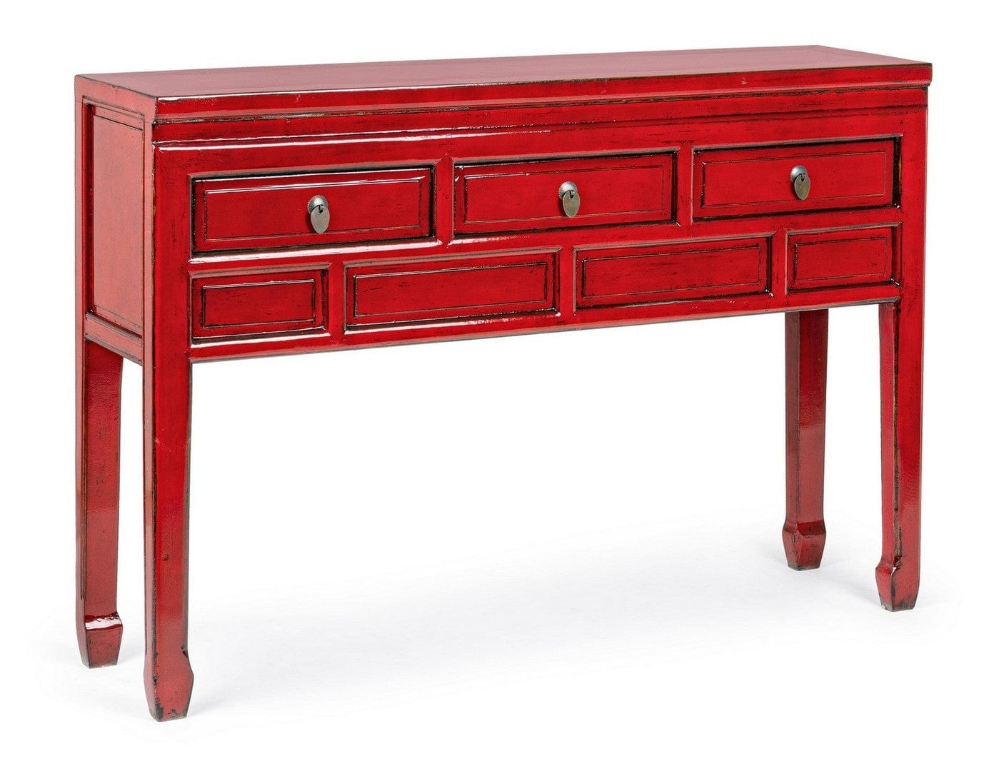 Tavolino consolle con 3 cassetti Jinan Rosso