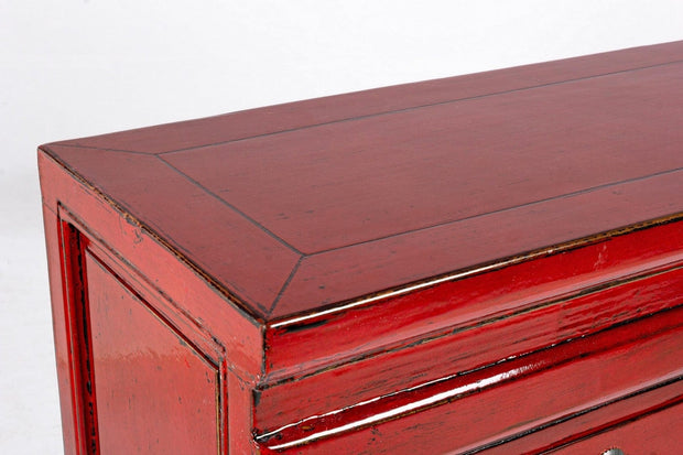 Tavolino consolle con 3 cassetti Jinan Rosso (3)