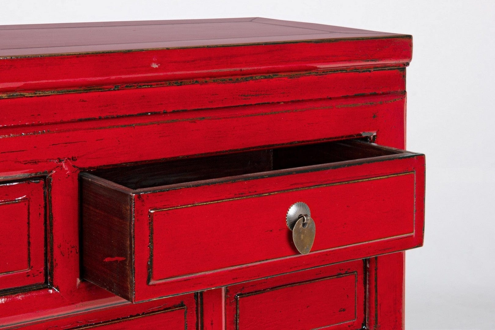 Tavolino consolle con 3 cassetti Jinan Rosso (4)