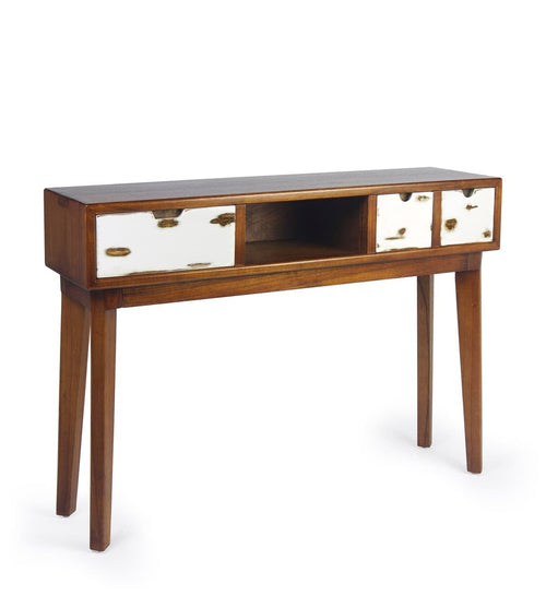 Tavolino consolle con 3 cassetti Nordic Noce