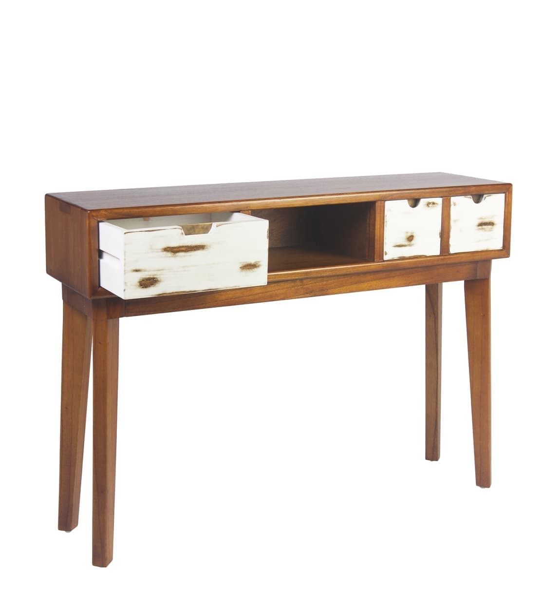 Tavolino consolle con 3 cassetti Nordic Noce (3)