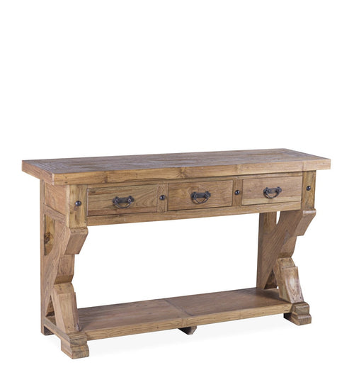 Tavolino consolle con 3 cassetti Teak Anne Grande Naturale