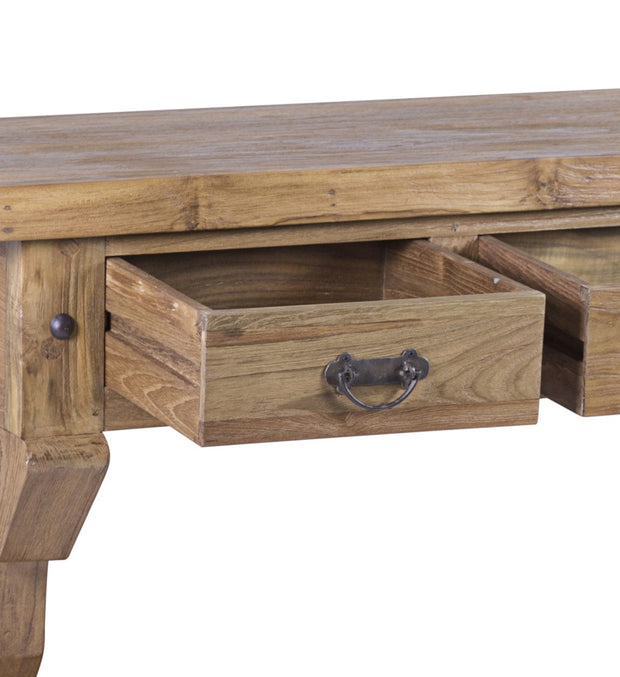 Tavolino consolle con 3 cassetti Teak Anne Grande Naturale (2)