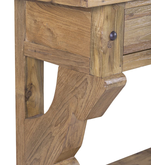 Tavolino consolle con 3 cassetti Teak Anne Grande Naturale (5)