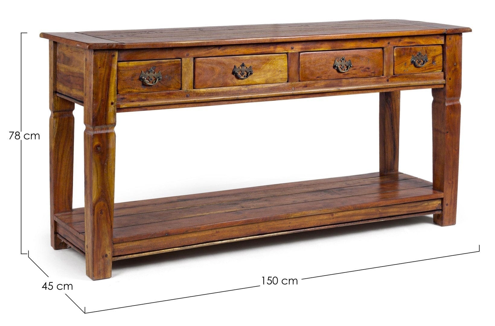 Tavolino consolle con 4 cassetti Chateaux Naturale (4)