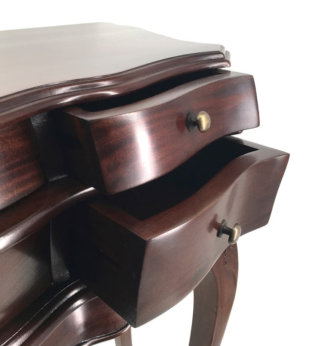 Tavolino consolle con 6 cassetti Vintage Noce (4)