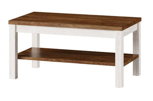 Tavolino Country 41 Bianco / Rovere, L110xL60xH45 cm