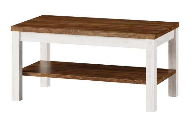 Tavolino Country 41 Bianco / Rovere, L110xL60xH45 cm