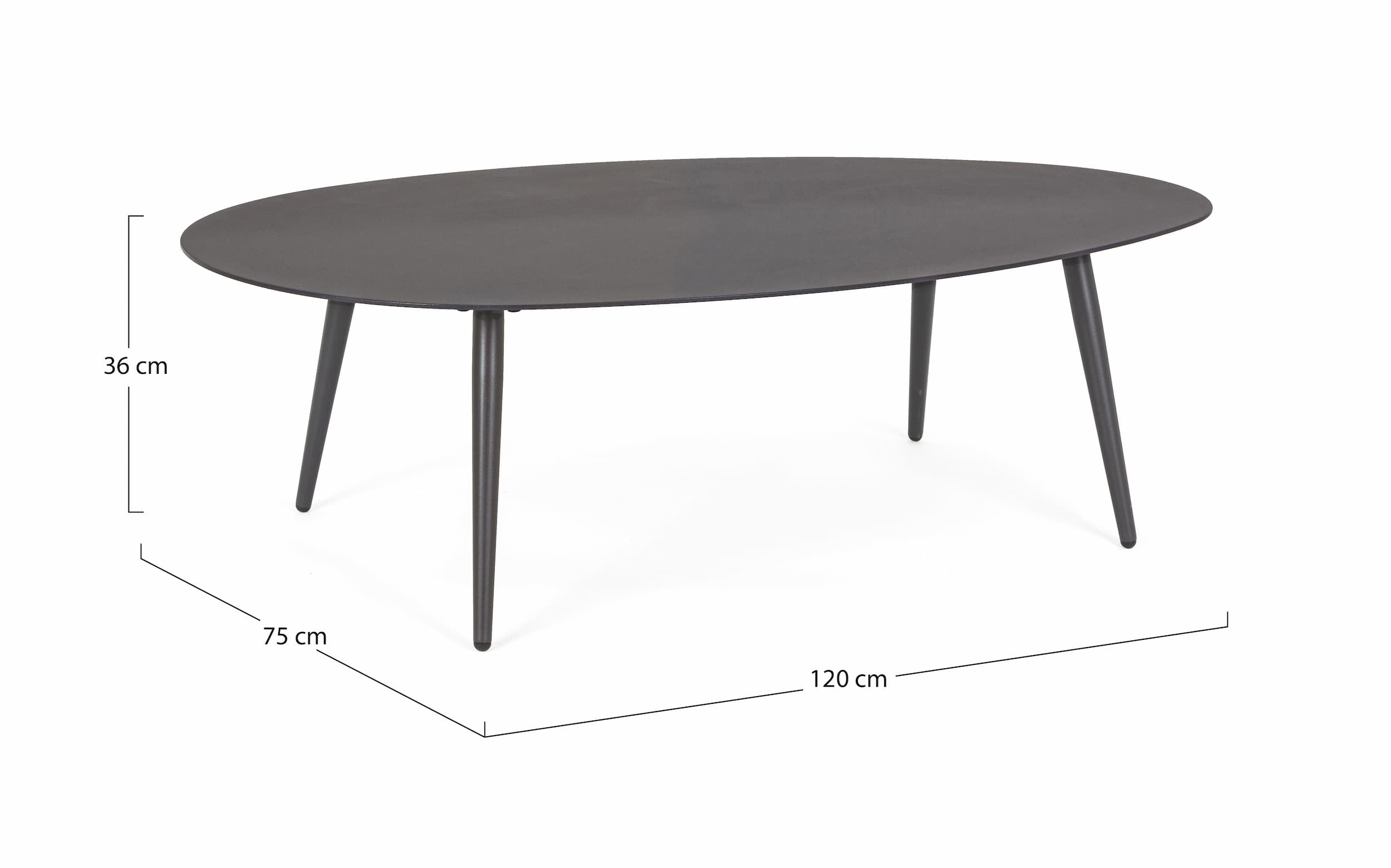 Bizzotto Tavolino da giardino Ridley Ovale Antracite