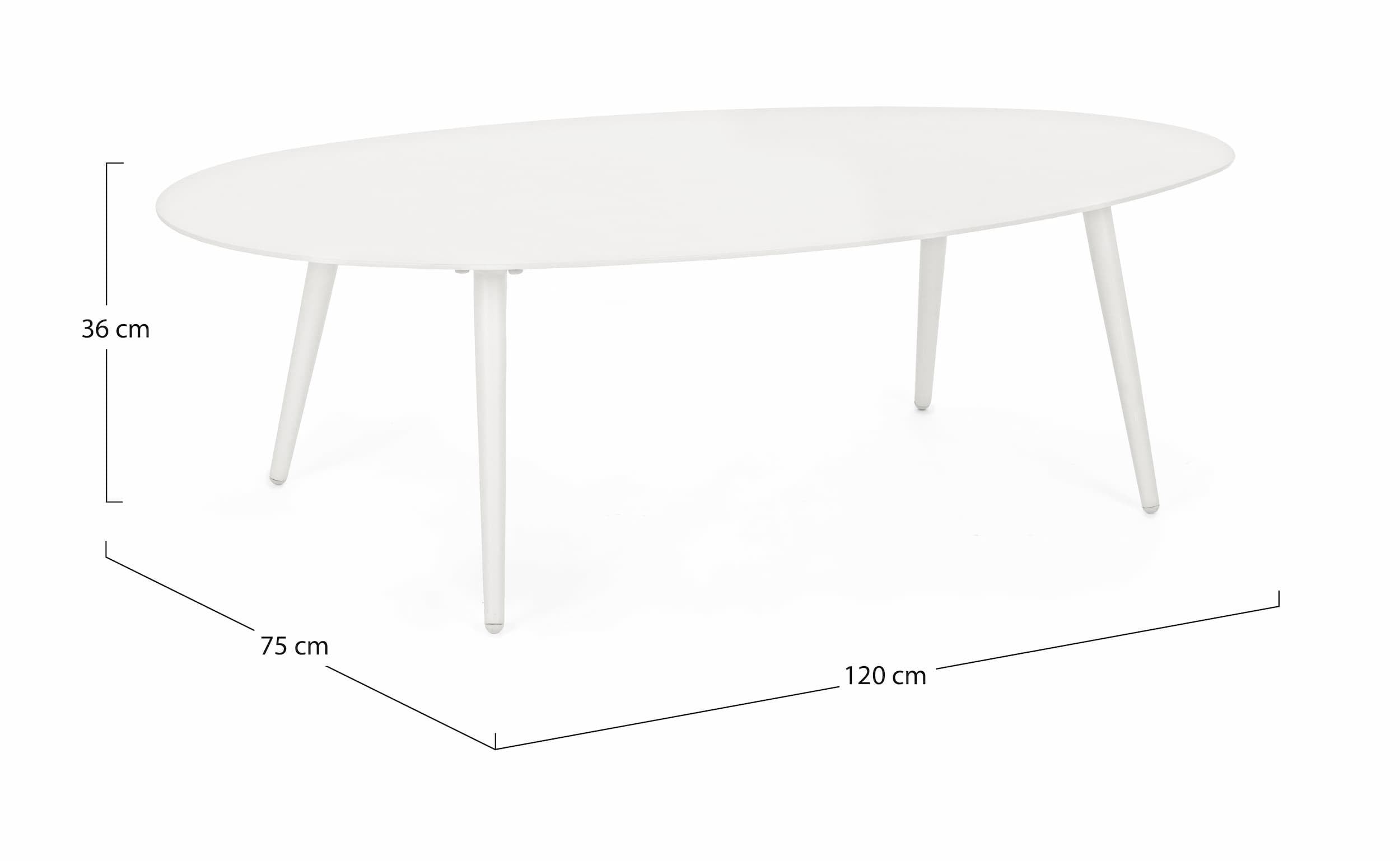 Bizzotto Tavolino da giardino Ridley Ovale Bianco