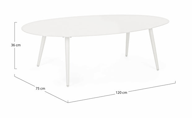 Bizzotto Tavolino da giardino Ridley Ovale Bianco