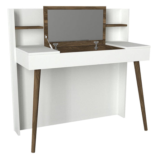 Tavolino da toeletta con specchio Retro Bianco