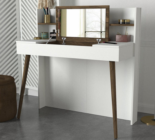 Tavolino da toeletta con specchio Retro Bianco (5)