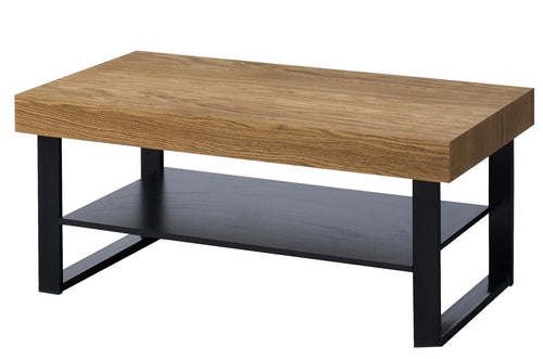 Tavolino in legno, impiallacciato e metallo Mosaic 41 Oak / Black, L110xL60xH48 cm