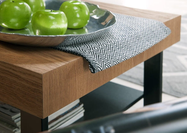 Tavolino in legno, impiallacciato e metallo Mosaic 41 Oak / Black, L110xL60xH48 cm (3)