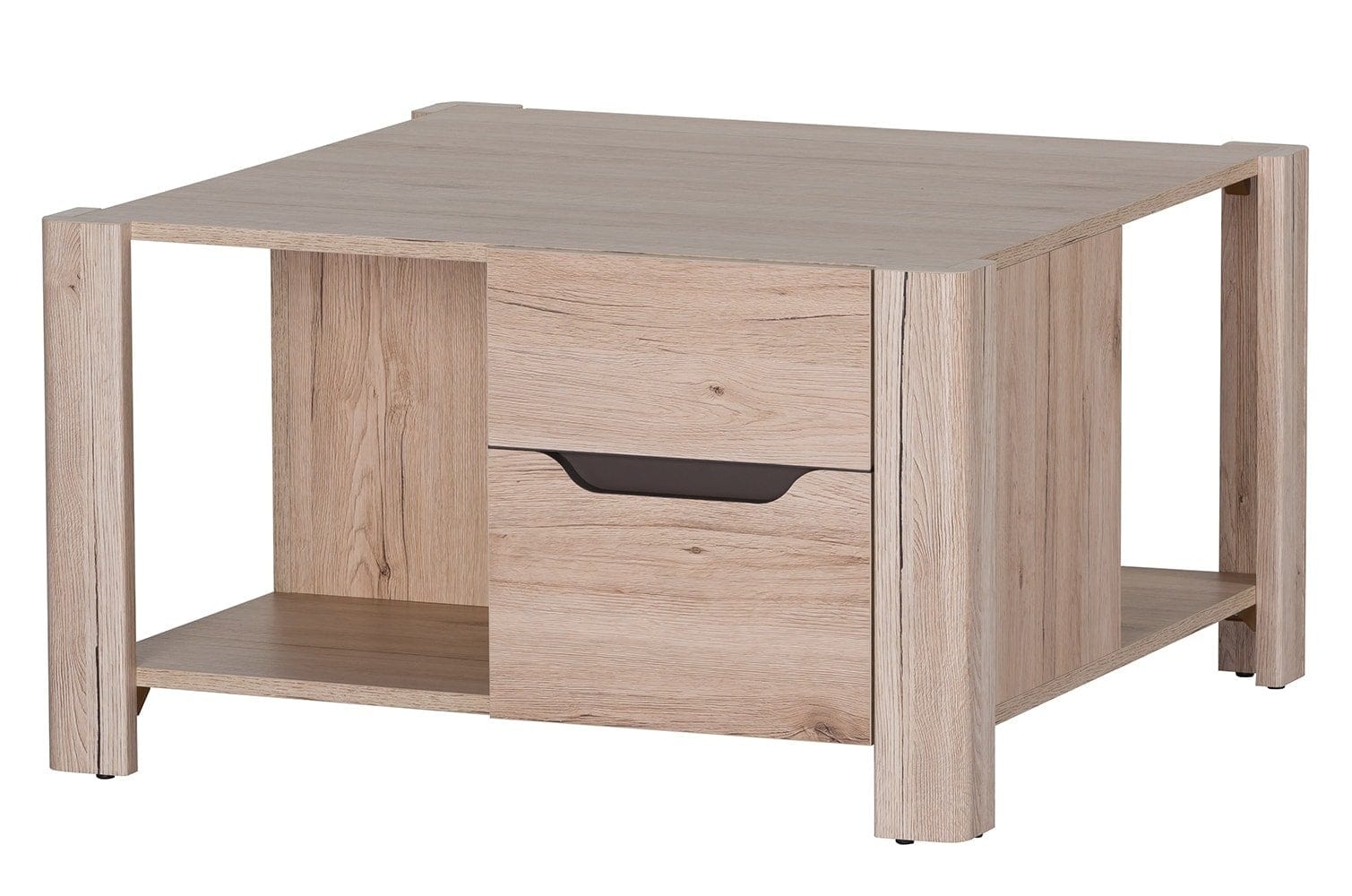 Tavolino in paglia con 2 cassetti Desjo 41 Oak San Remo, L80xL80xH46 cm