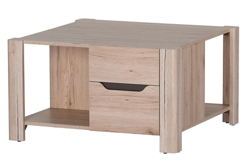 Tavolino in paglia con 2 cassetti Desjo 41 Oak San Remo, L80xL80xH46 cm