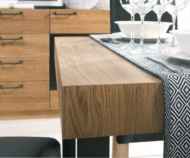 Tavolo allungabile in legno, impiallacciato e metallo Mosaic 40 Oak / Black, L160-220xl90xH78 cm (3)