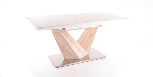 Signal Tavolo allungabile in MDF e metallo, Alric White / Oak Sonoma, L160-220xl90xH75 cm