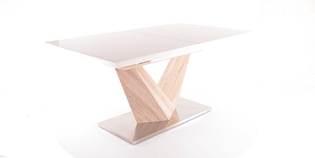 Signal Tavolo allungabile in MDF e metallo, Alric White / Oak Sonoma, L160-220xl90xH75 cm