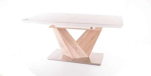 Signal Tavolo allungabile in MDF e metallo, Alric White / Oak Sonoma, L160-220xl90xH75 cm