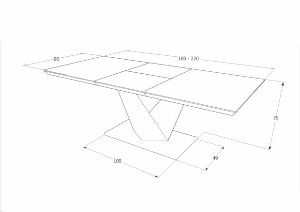 Signal Tavolo allungabile in MDF e metallo, Alric White / Oak Sonoma, L160-220xl90xH75 cm
