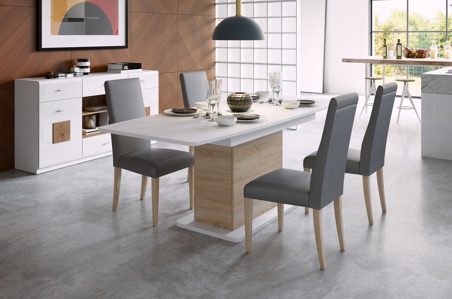 Tavolo allungabile Star 03 Bianco / Rovere Sonoma, L140-210xl85xH77 cm (1)